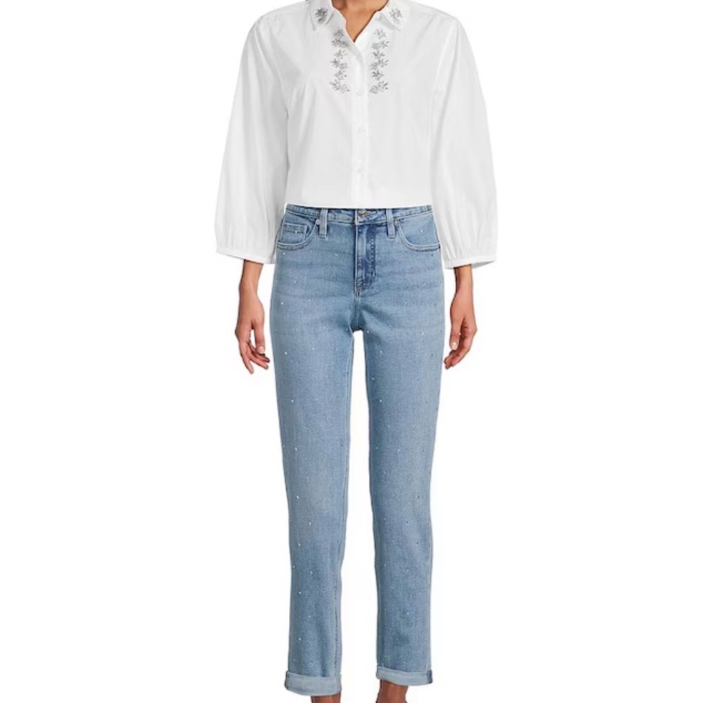 NEW Tommy Bahama Sparkling Crystal Mid Rise Slim Boyfriend Jeans size 4